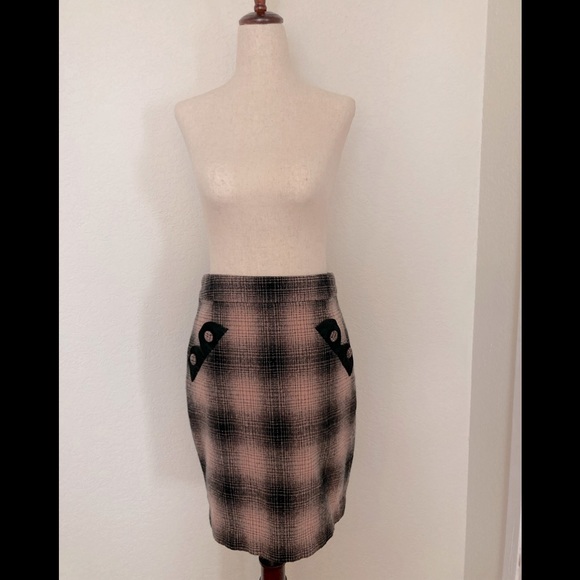 Marc Jacobs retro style wool lined pencil skirt. Black and pink plaid, size 4 - Picture 13 of 13